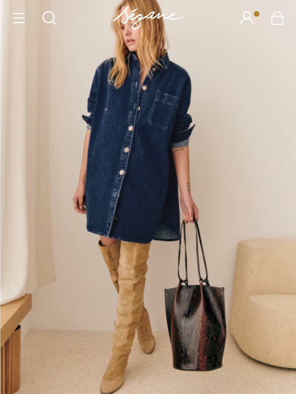 Sezane Sofie Dress in Dark Denim Blue - Picture 2 of 5